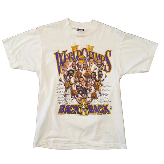 80’s Los Angeles Lakers Back 2 Back Champs Tee Sz L