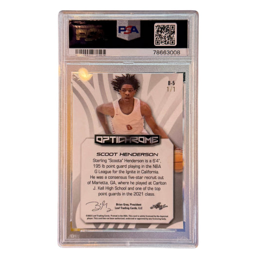 2022 Leaf Optichrome Scoot Henderson Zebra Crystal 1/1 #B-5 PSA 10 GEM MINT