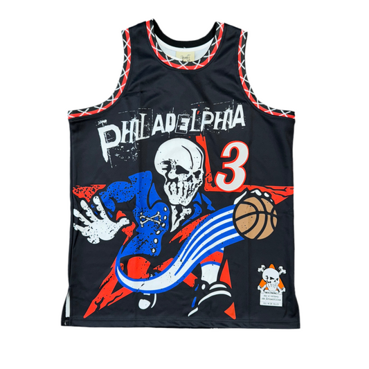 NWT Philadelphia 76ers Allen Iverson Skull Jersey Sz L