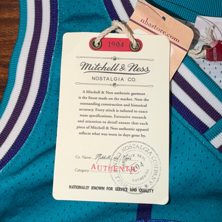 NWT Mitchell & Ness Authentic 1992-93 Charlotte Hornets Alonzo Mourning Away Jersey Sz L