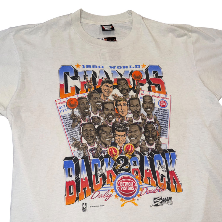 Salem Sportswear 1990 Detroit Pistons Back 2 Back Champs Tee Sz XL