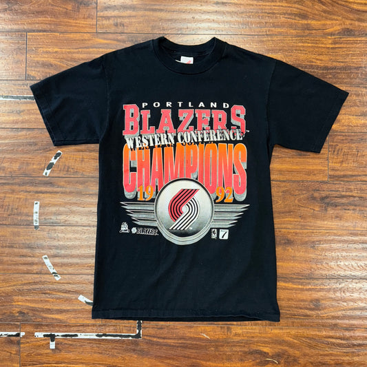 Jerzees 1992 Portland Trail Blazers Western Conference Champs Tee Sz M