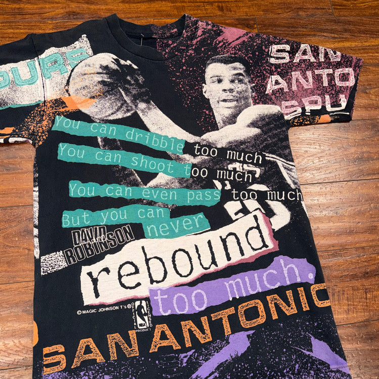 Magic Johnson T’s San Antonio Spurs David Robinson AOP Tee Sz L
