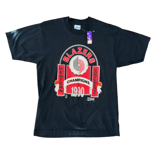 NWT Salem Sportswear Portland Trail Blazers 1990 Western Conference Champs Tee Sz L