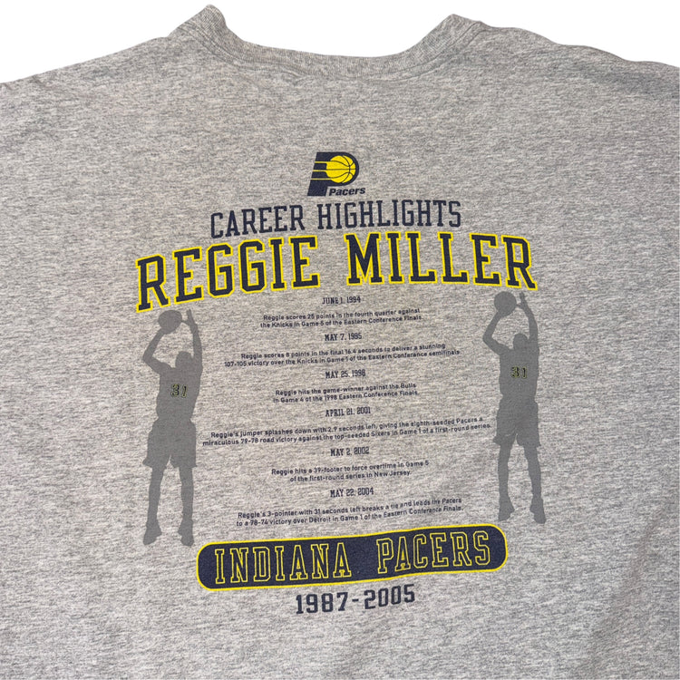 Reebok 00’s Indiana Pacers Reggie Miller Career Highlights tee Sz XL