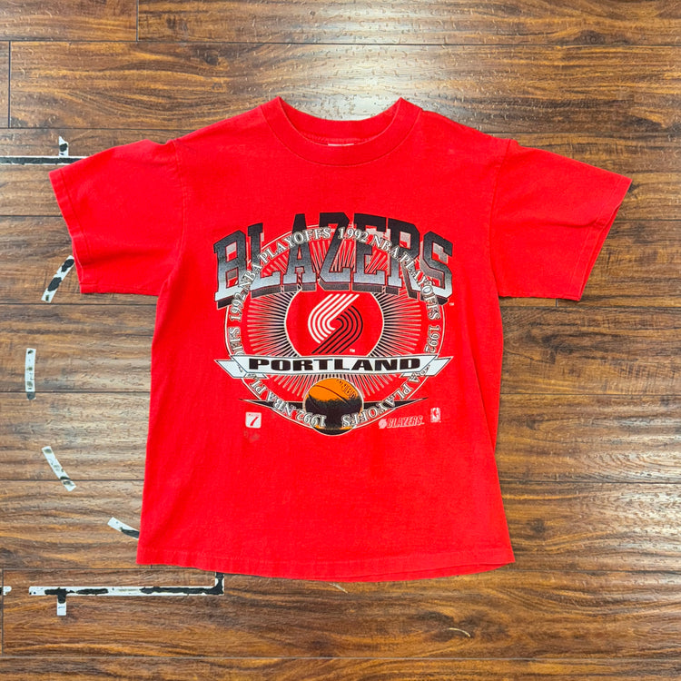 Logo 7 1992 Portland Trailblazers Playoff Tee Sz L