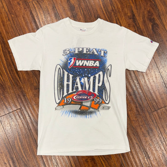 Champion 3 Peat 1999 Houston Comets Tee Sz M