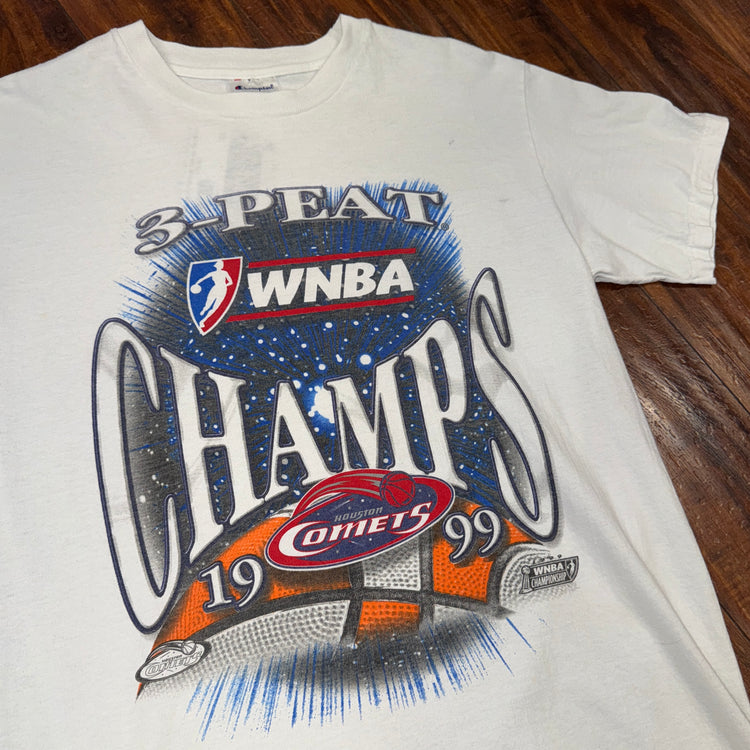 Champion 3 Peat 1999 Houston Comets Tee Sz M