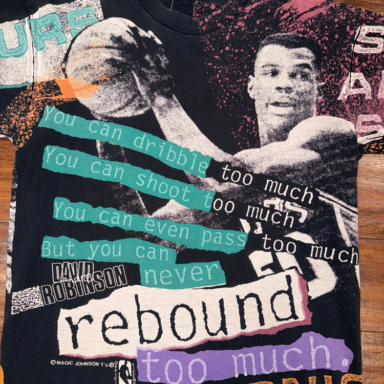 Magic Johnson T’s San Antonio Spurs David Robinson AOP Tee Sz L