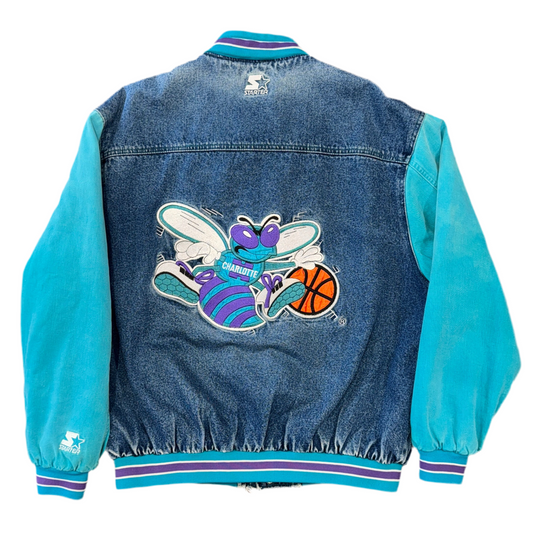 90’s Starter Charlotte Hornets Denim Jacket Sz M