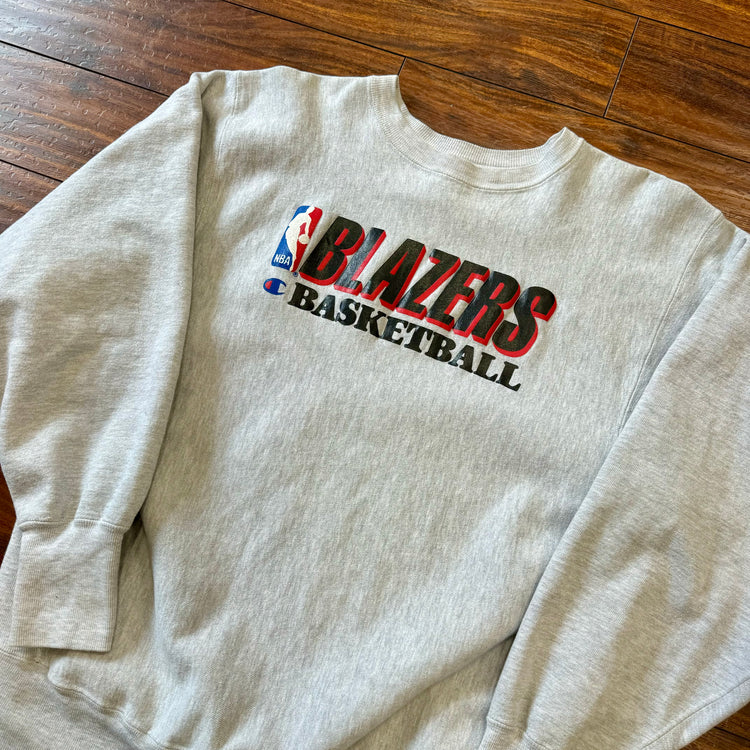 Champion 90's Blazers Reverse Weave Crewneck Ash Grey Sz XL