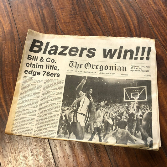 Blazers Win!!! 1977 Oregonian Newspaper