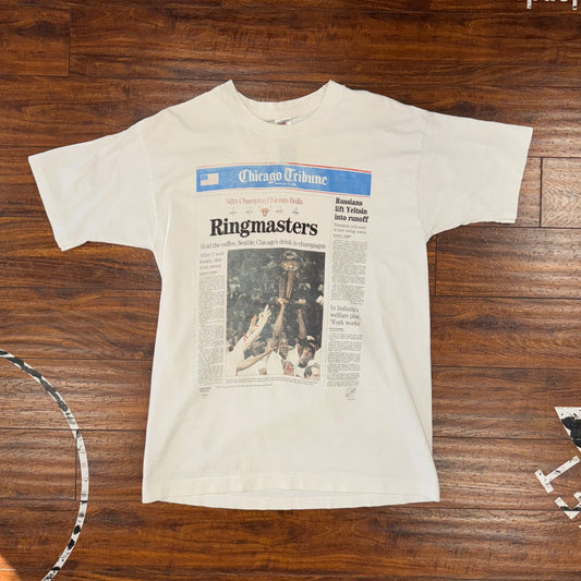 FOTL Chicago Bulls Ringmasters Newspaper Tee Sz L