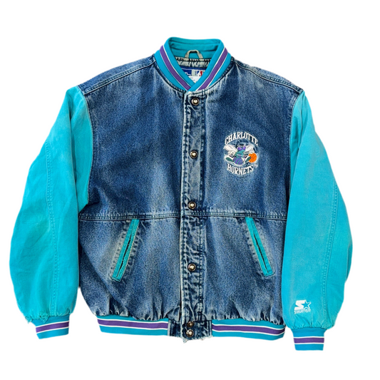 90’s Starter Charlotte Hornets Denim Jacket Sz M