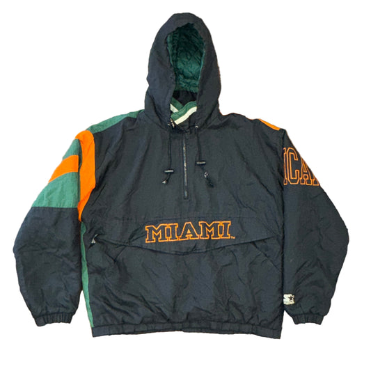 Starter Miami Hurricanes Puffer Jacket Sz M
