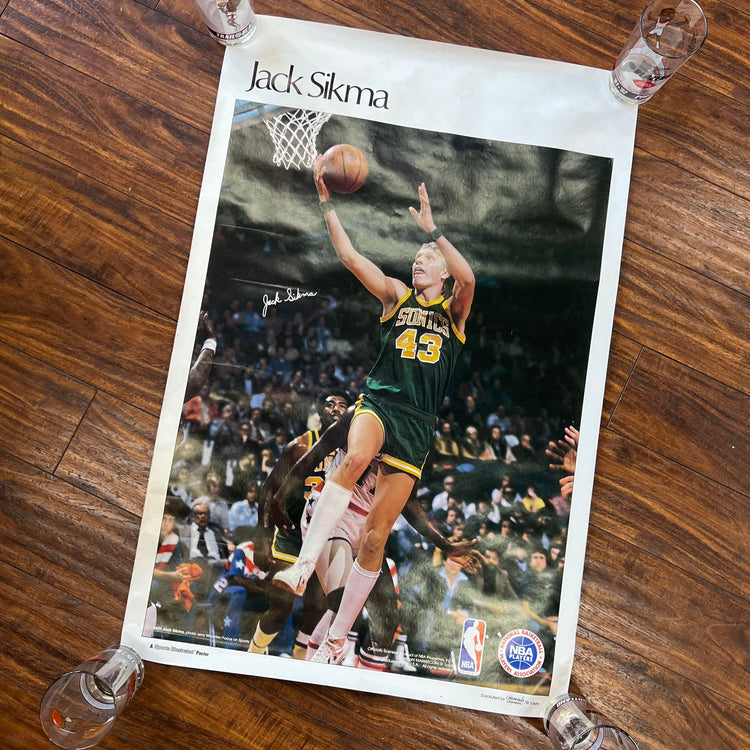 NBA Sonics Jack Sikma 80’s Lay Up Poster