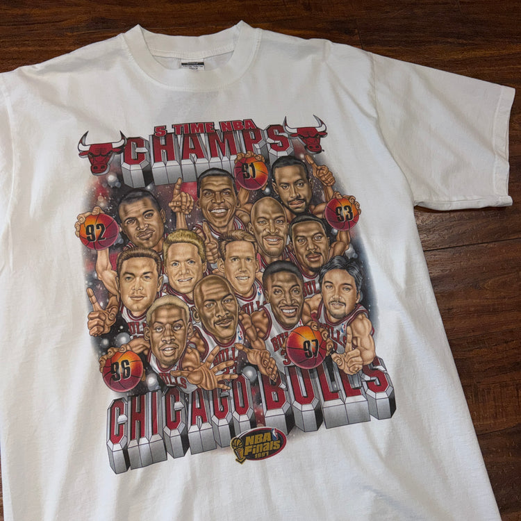 90’s 5X Chicago Bulls Champs Tee Sz XL