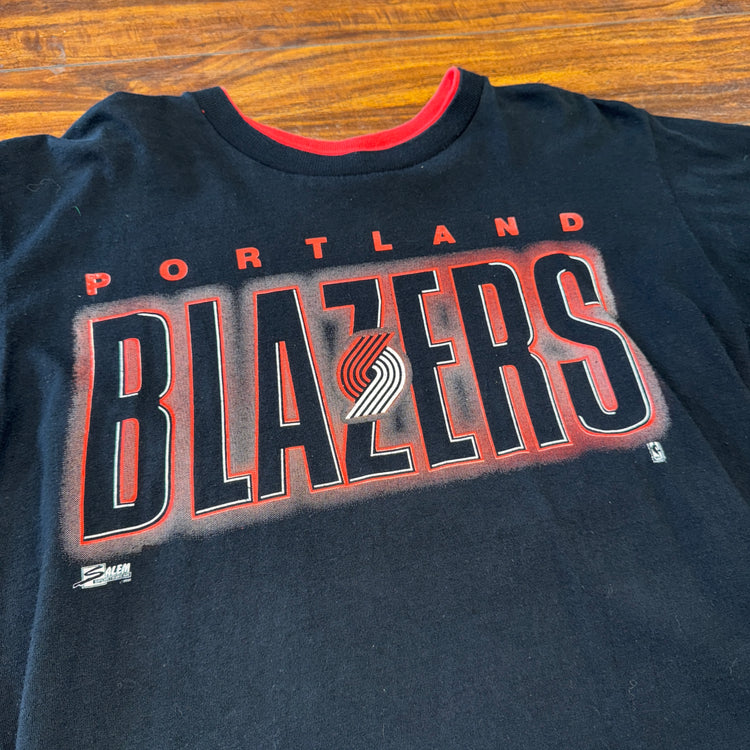 Salem Sportswear Double Collar Portland Trail Blazers Tee Sz L