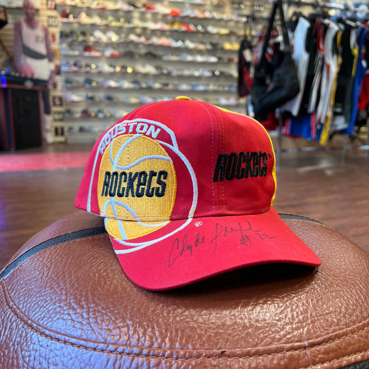 Rockets Autographed Clyde Drexler Snapback Hat