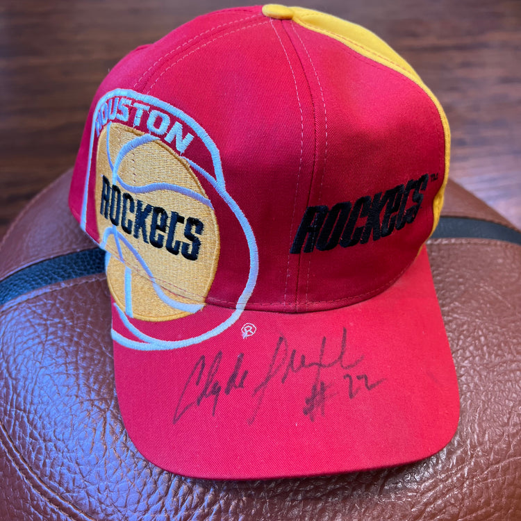 Rockets Autographed Clyde Drexler Snapback Hat