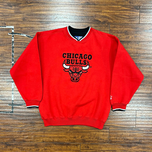 Starter 90's Chicago Bulls Crewneck Red Sz L