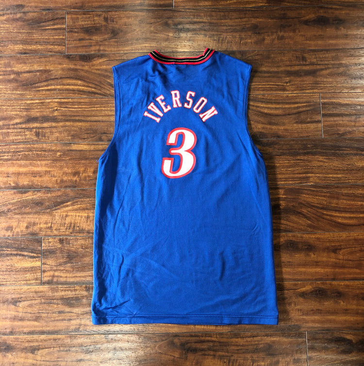 Champion Early 00s Sixers Allen Iverson Blue Jersey Youth XL