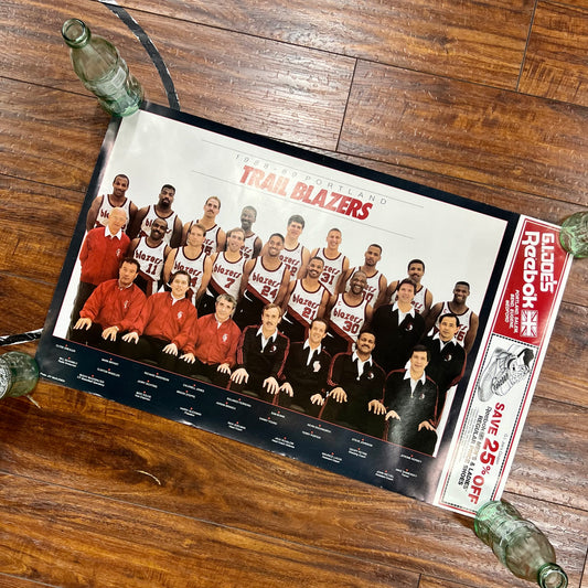 Blazers 1988-89 Team Roster Poster