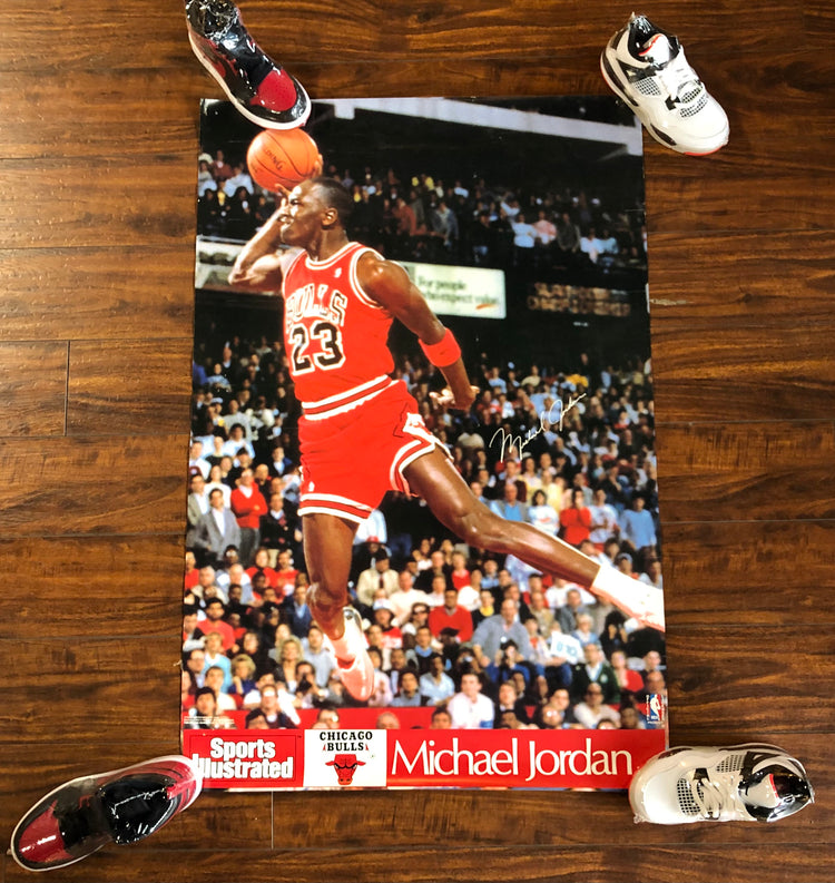 Sports Illustrated 80s MJ Free Throw Line Dunk Up Close Poster